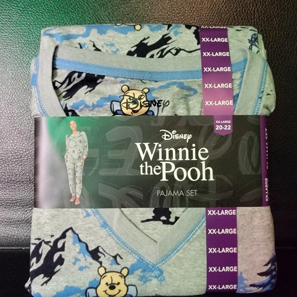 NWT Disney Women's 2 Piece Silky Stretch Fleece Pajama Set Winnie The Pooh 2XL - Picture 1 of 9